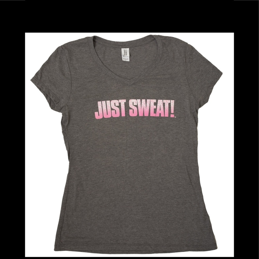 Ladie's  “JUST SWEAT”®️Tri V-Neck Tee (Grey Frost)
